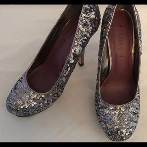 Madden Girl Silver Sparkling Stilettos, Size 8